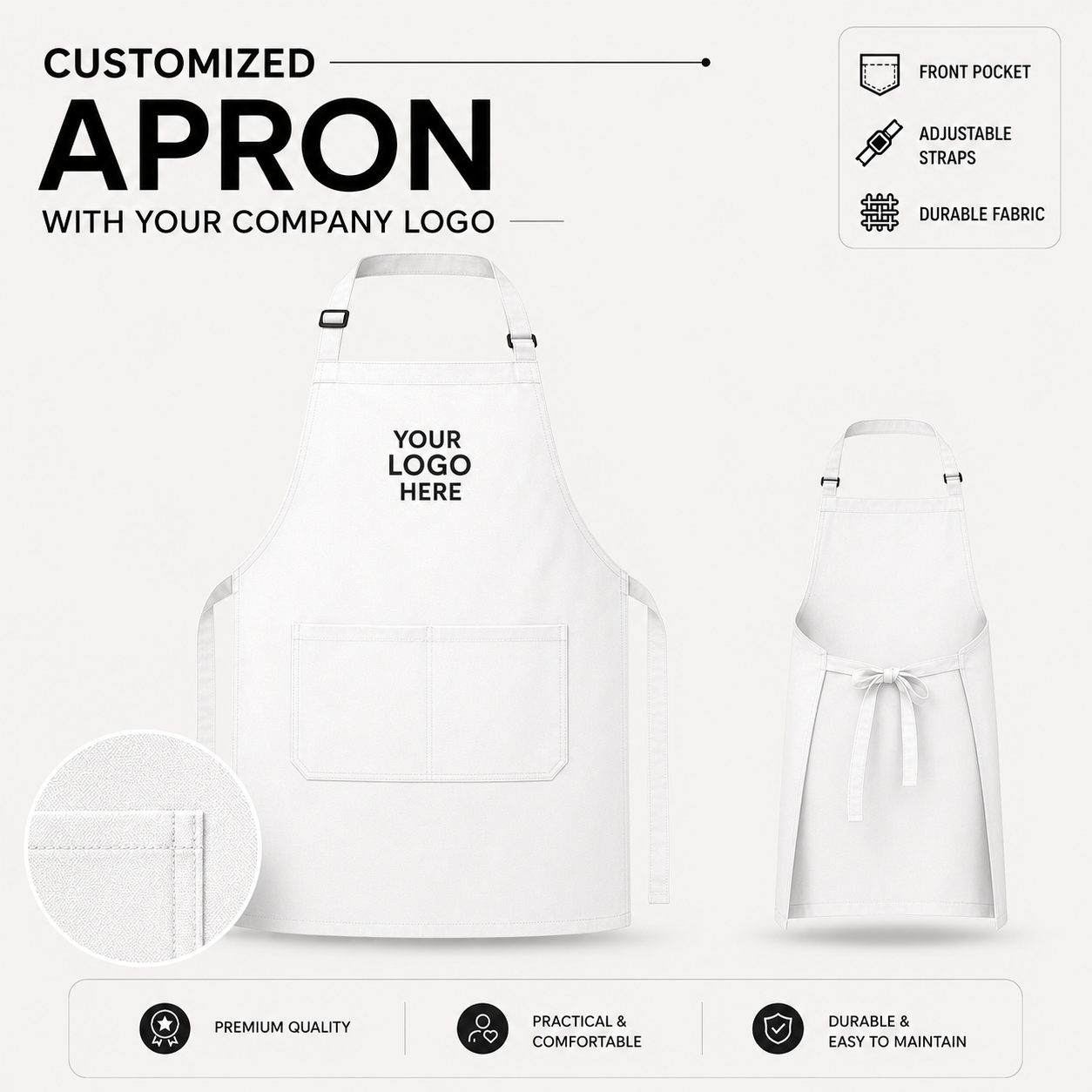 Custom Apron with Front Pocket and Company Logo