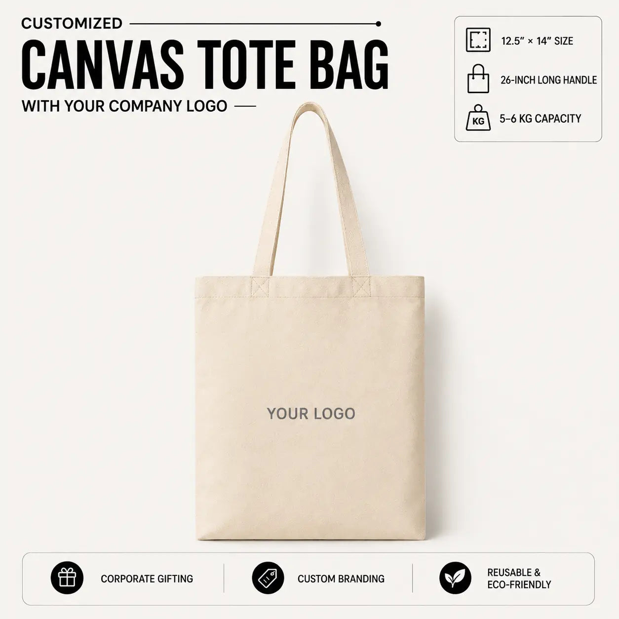 Customized Canvas Cotton Tote Bags With Company Logo