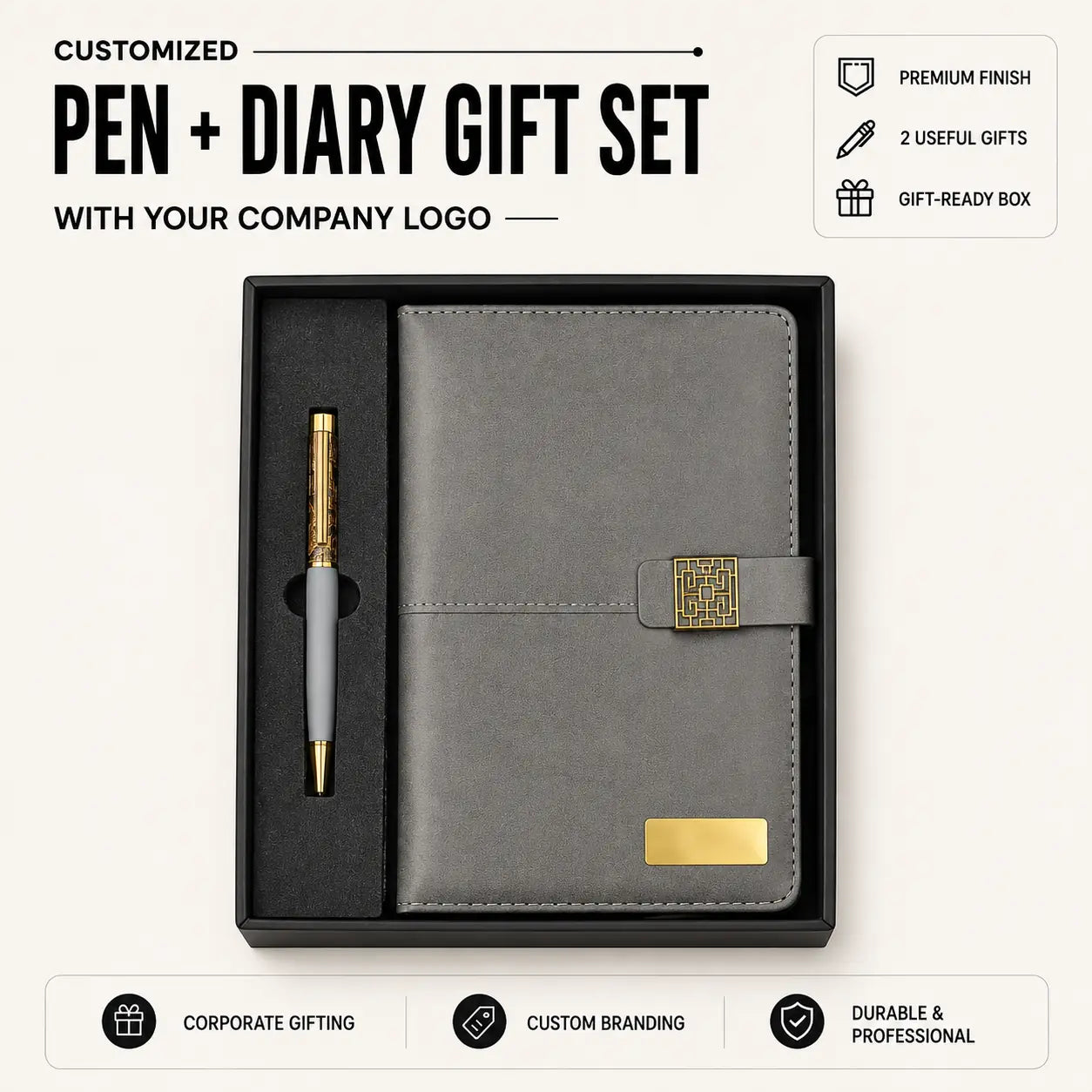 Customized Premium Pen + Diary Gift Set With Logo