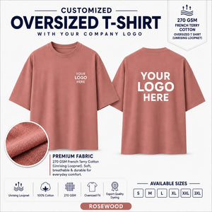 Rosewood custom 270 GSM French Terry oversized T-shirt for company logo printing