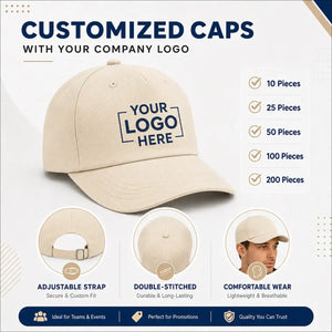 Beige / Off White customized cap with company logo – Printe5
