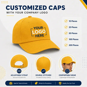 Mustard / Ochre customized cap with company logo – Printe5