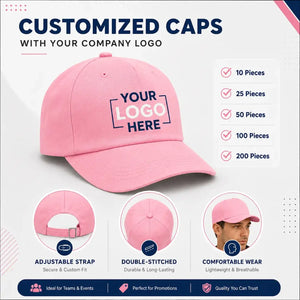 Pink customized cap with company logo – Printe5
