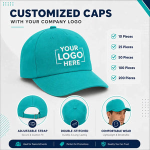 Turquoise / Teal customized cap with company logo – Printe5