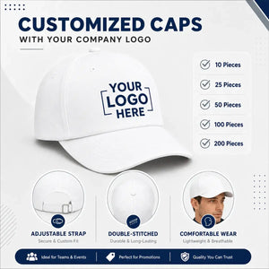 White customized cap with company logo – Printe5