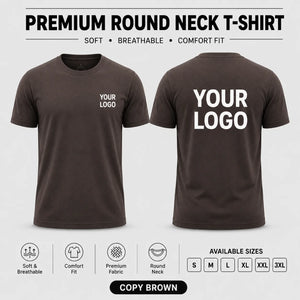 Premium men round neck corporate T-shirt in Copy Brown