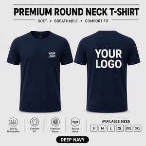 Premium men round neck corporate T-shirt in Deep Navy
