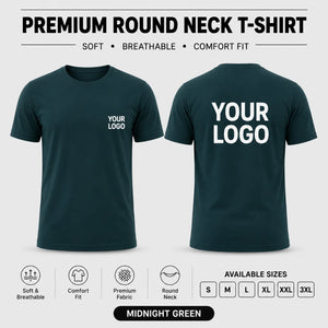 Premium men round neck corporate T-shirt in Midnight Green