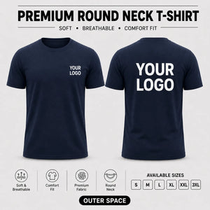 Premium men round neck corporate T-shirt in Outer Space