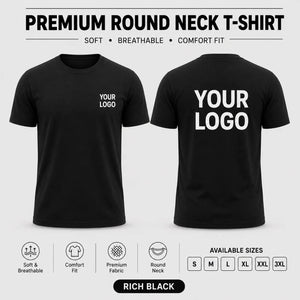 Premium men round neck corporate T-shirt in Rich Black