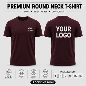 Premium men round neck corporate T-shirt in Rocky Maroon