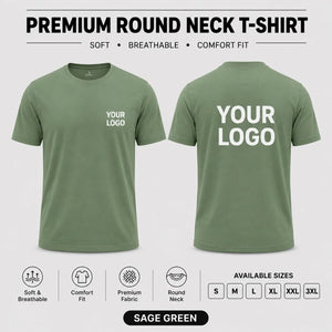 Premium men round neck corporate T-shirt in Sage Green