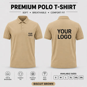 Corporate premium polo T-shirt in Biscuit Brown
