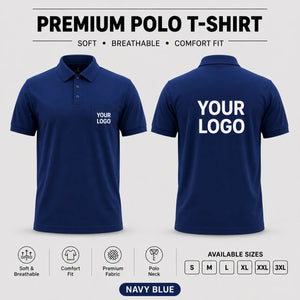 Corporate premium polo T-shirt in Navy Blue