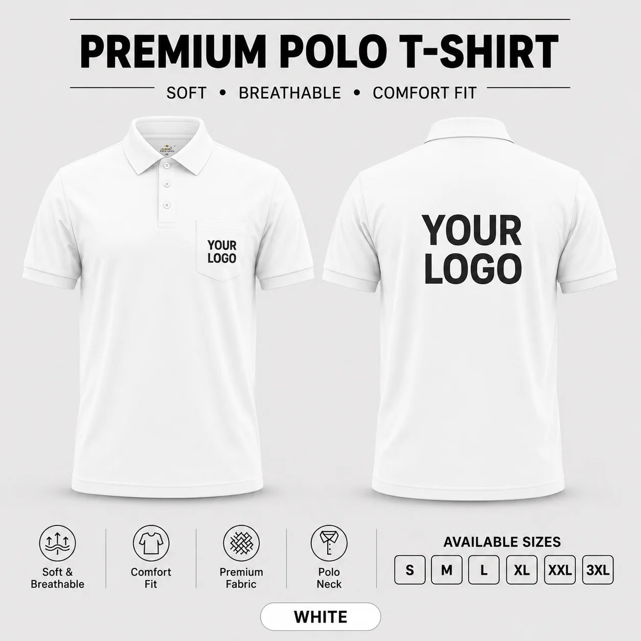 Custom Premium Polo T-Shirt with Pocket with Your Logo