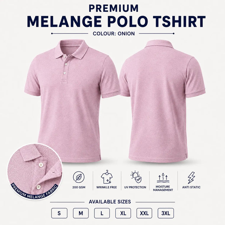 Custom Premium Melange Performance Polo T-Shirt – 200 GSM