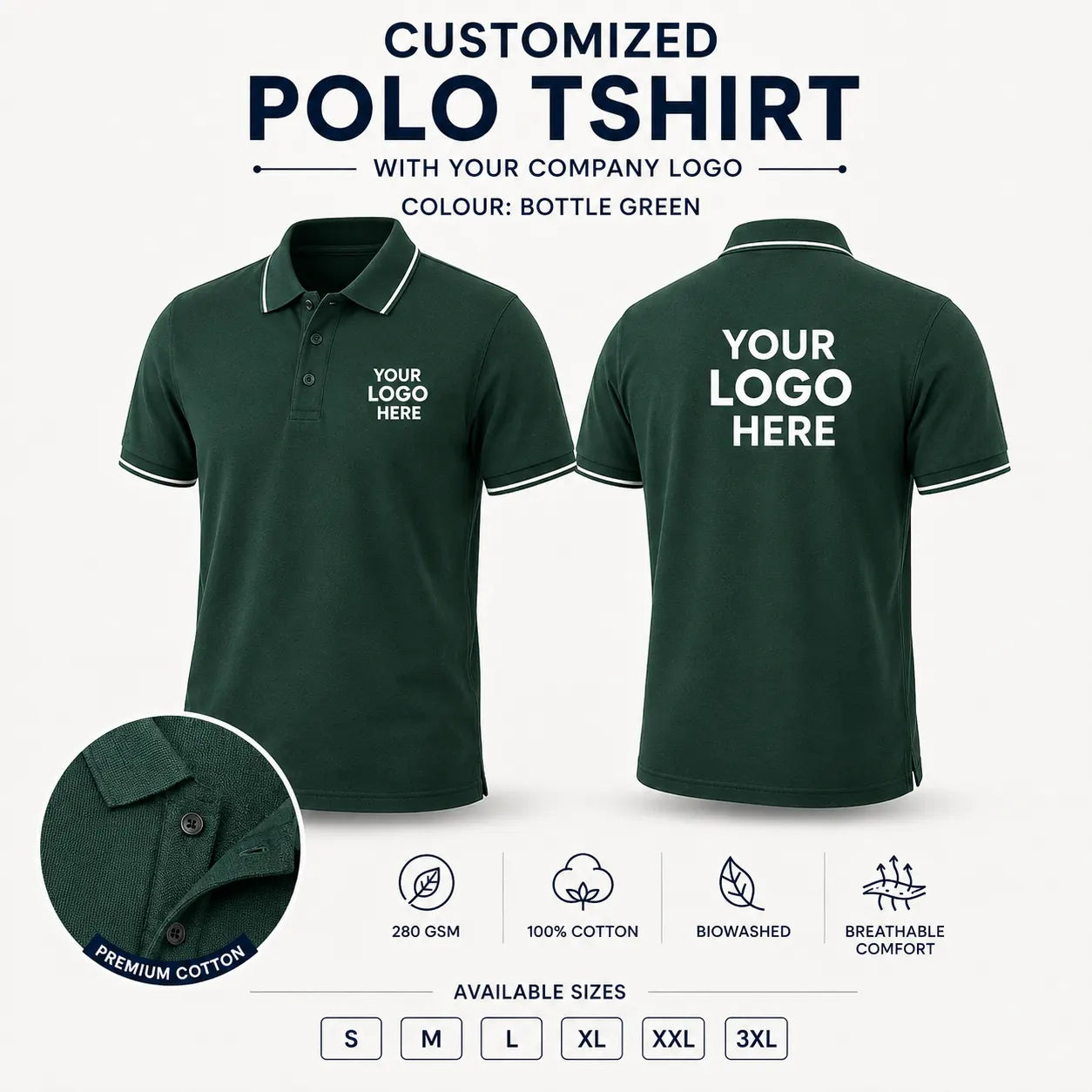 Custom Premium Pima Cotton Polo T-Shirt – 260 GSM