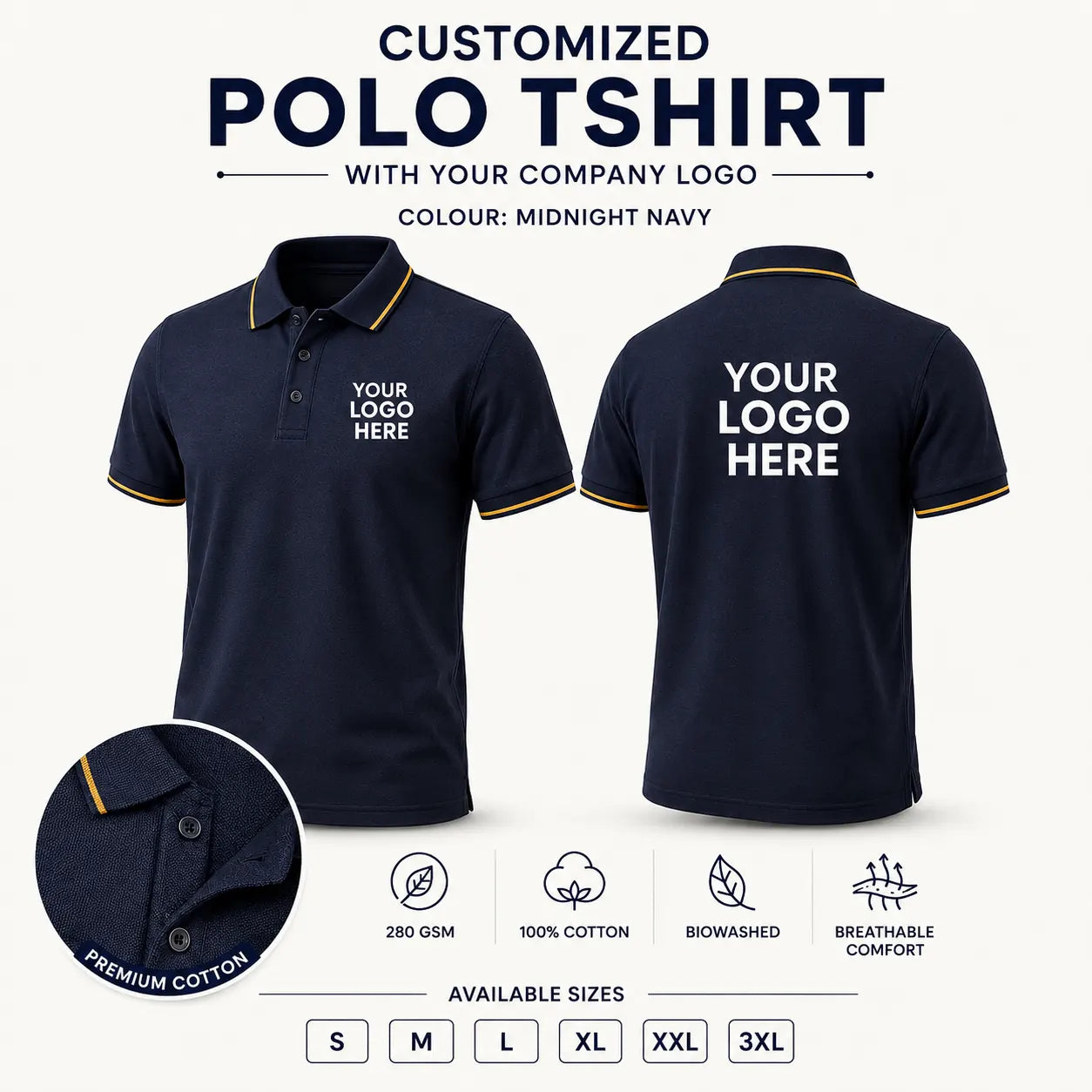 Custom Premium Pima Cotton Polo T-Shirt – 260 GSM