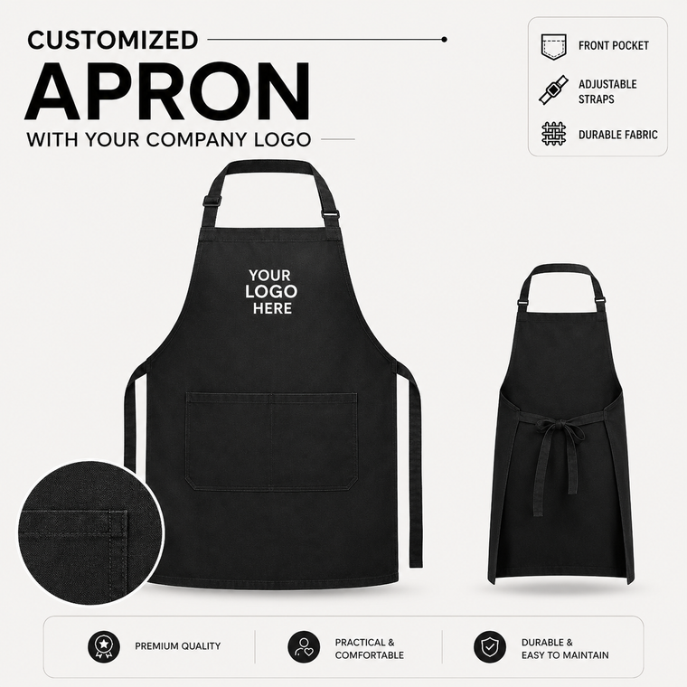 Custom Apron with Front Pocket and Company Logo