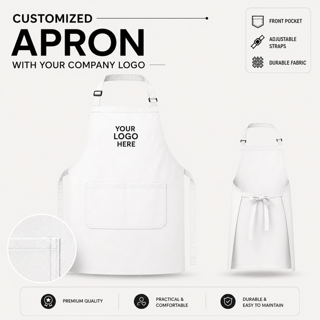 Custom Apron with Front Pocket and Company Logo