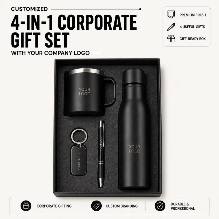 Customized 4-in-1 Corporate Gift Set with Company Logo