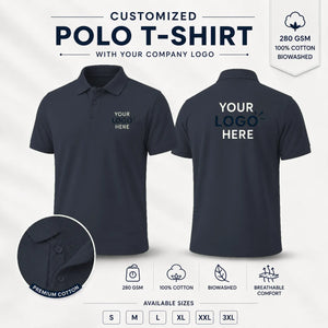Charcoal custom micro dryfit polo t-shirt with tipping - 190-200 gsm showing front and back logo placement