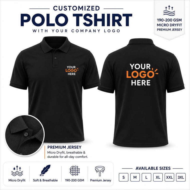 Custom Micro Dryfit Polo T-Shirt Atlantic Plain - 190-200 GSM