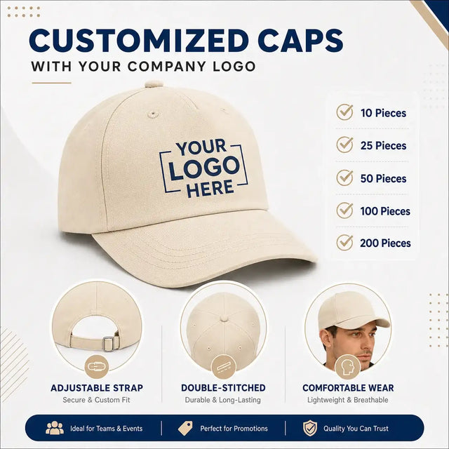 Beige - Off White customized cap with company logo – Printe5
