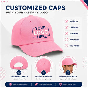 Bubblegum Pink customized cap with company logo – Printe5