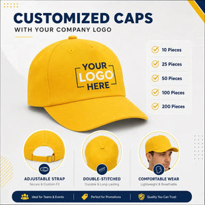 Golden Yellow customized cap with company logo – Printe5
