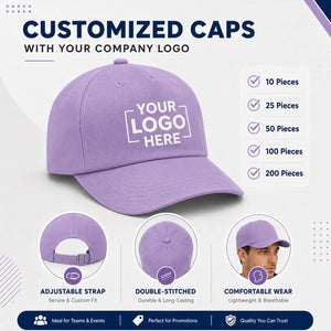 Lavender customized cap with company logo – Printe5