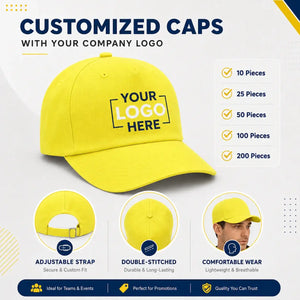 Lemon Yellow customized cap with company logo – Printe5