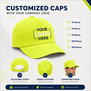 Neon Yellow Green customized cap with company logo – Printe5