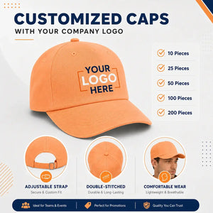 Peach Orange customized cap with company logo – Printe5