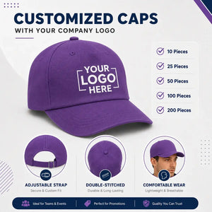 Purple customized cap with company logo – Printe5