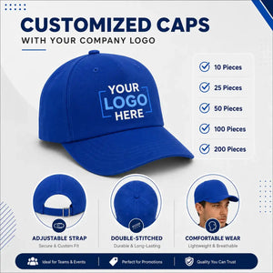 Royal Blue customized cap with company logo – Printe5