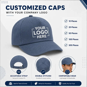 Slate Blue customized cap with company logo – Printe5