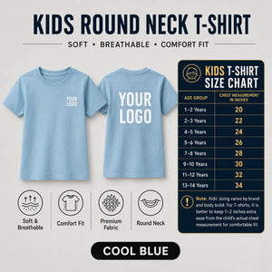 Kids round neck custom T-shirt in Cool Blue