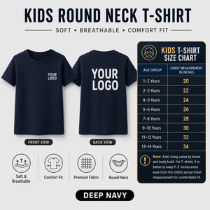Kids round neck custom T-shirt in Deep Navy