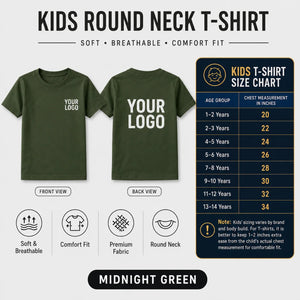 Kids round neck custom T-shirt in Midnight Green