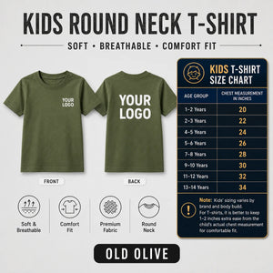 Kids round neck custom T-shirt in Old Olive