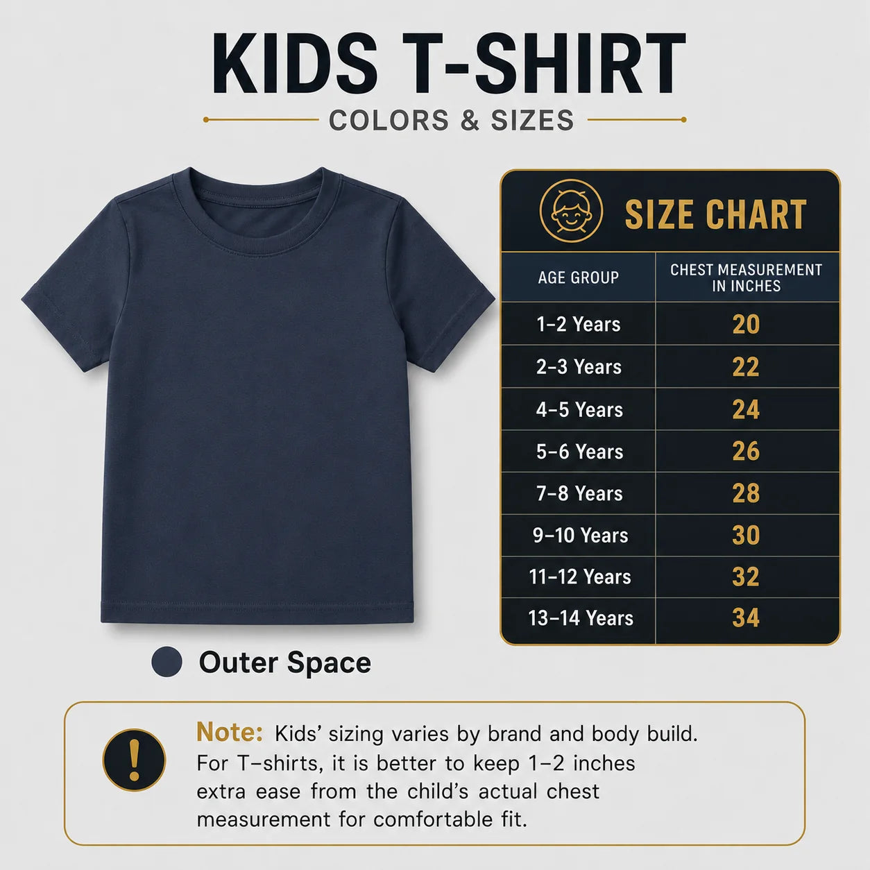 Kids round neck custom T-shirt in Outer Space
