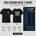 Kids round neck custom T-shirt in Rich Black
