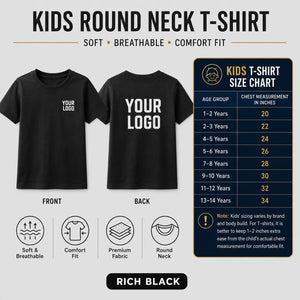 Kids round neck custom T-shirt in Rich Black