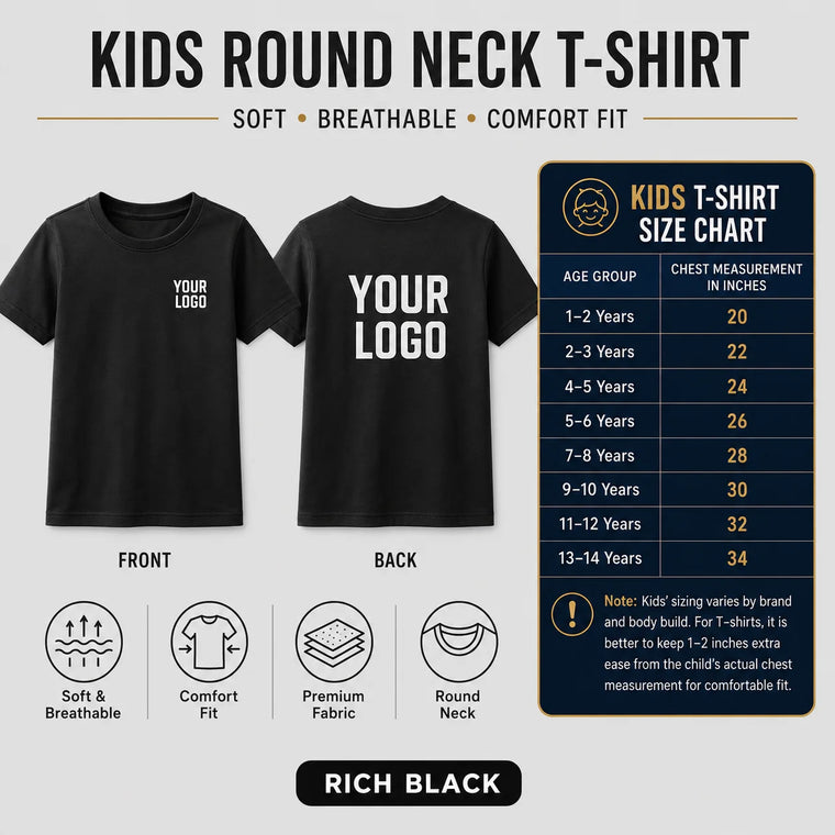 Custom Kids Round Neck T-Shirt with Your Logo