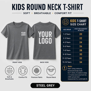 Kids round neck custom T-shirt in Steel Grey