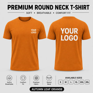 Premium men round neck corporate T-shirt in Autumn Leaf Orange