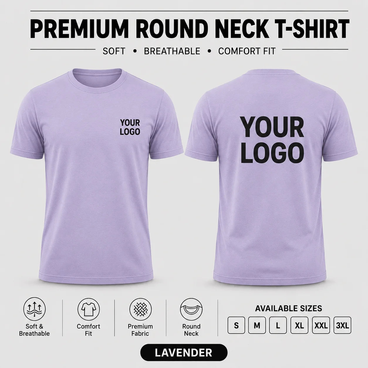 Premium men round neck corporate T-shirt in Lavender