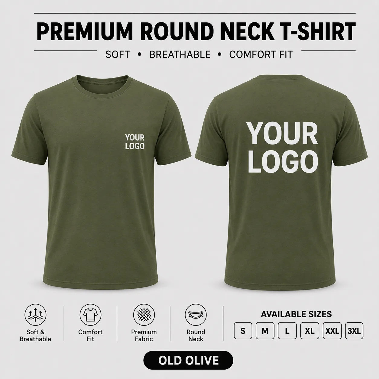 Premium men round neck corporate T-shirt in Old Olive