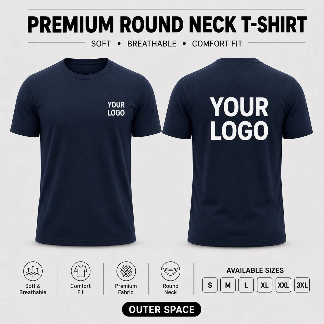 Premium men round neck corporate T-shirt in Outer Space